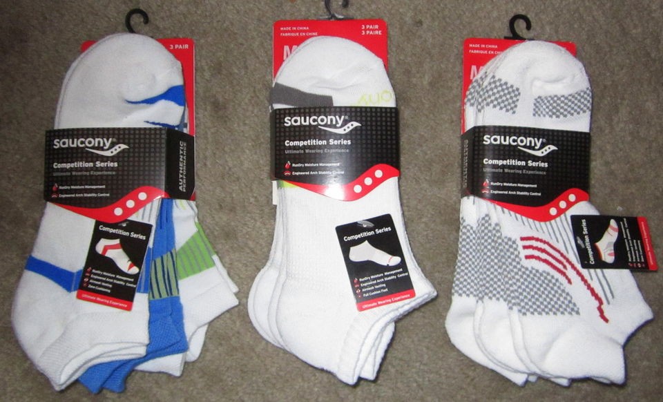 NWT Womens SAUCONY Competition Series 3 pack of Socks   shoe size 6 