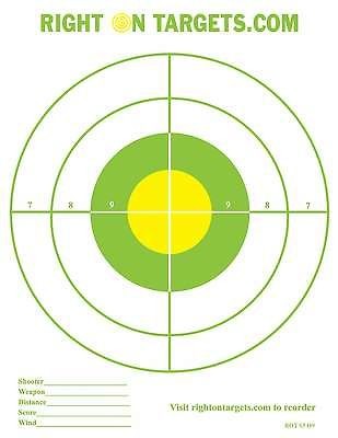 150 green and yellow bullseye shooting targets 3 8 5x11