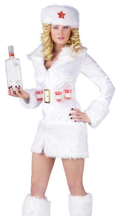 Sexy Womens White Russian Spy Halloween Fancy Dress Costume 12 16