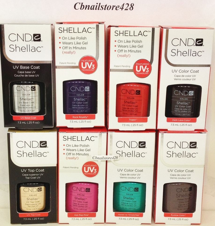 CND SHELLAC UV GEL COLOR, BASE, TOP Kit   SET OF 8 *BIG SALE* Ship in 