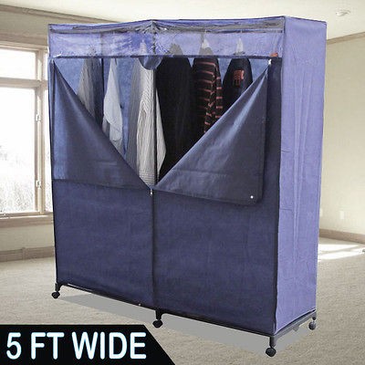   Portable Closet Storage Organizer Large Navy Garment Shoe Clothes NEW