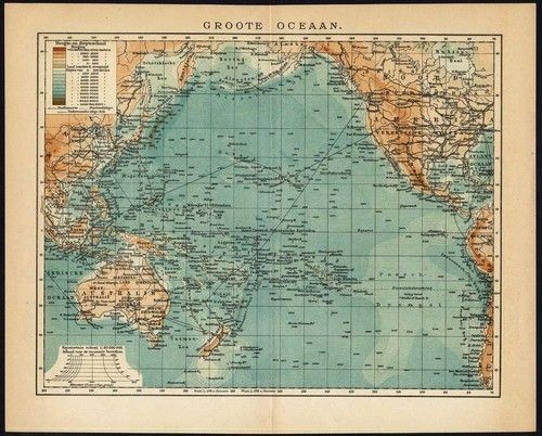 antique map pacific ocean australi a meyers 1895 from netherlands