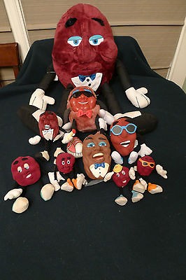   Raisins Collection 9 pc, 14 Plush Foam Velvet Soft Posable Rare 1987