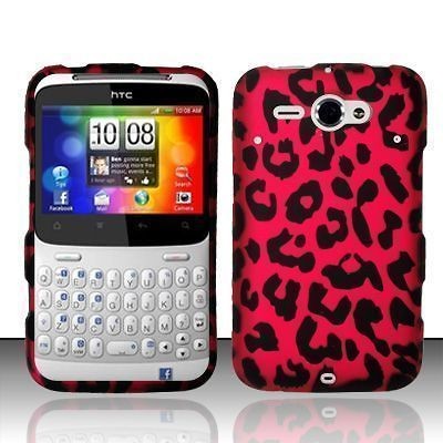 HOT PINK LEOPARD HARD PLASTIC MATTE COVER CASE 4 HTC STATUS CHACHA 