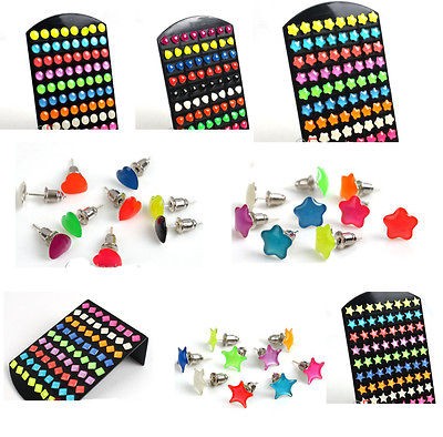 Free Ship 36pairs Wholesale Jewellery Lots Mixed Moonlight Enamel Stud 