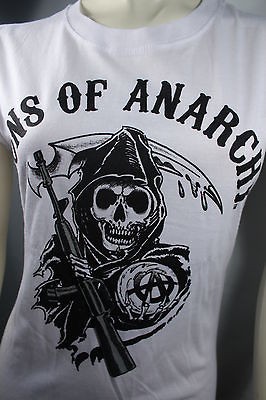 AUTHENTIC SONS OF ANARCHY REAPER LOGO BIKER SOA SHIRT JUNIOR GIRLS 