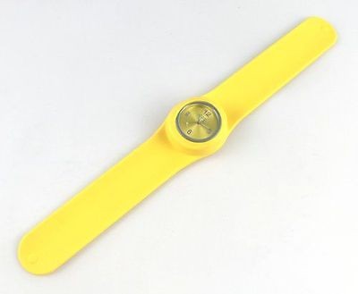 1pcs fashion yellow silicone slap on watch bracelet from china