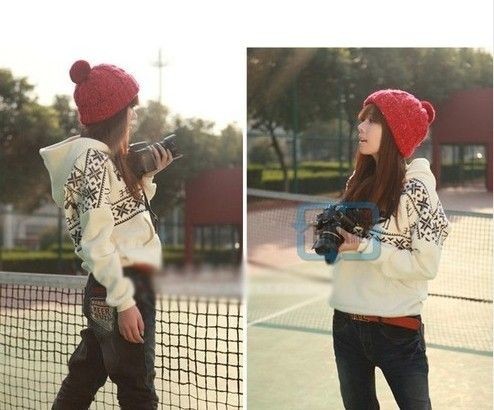   Style Deer pattern hoody/hoodies Snow Snowflake Sweater Outer sweater