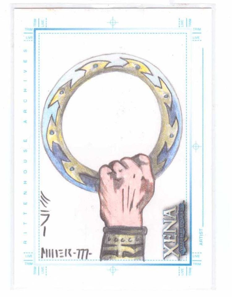 Xena Art & Images Steven Miller Sketch Card/color chakram hand drawn 