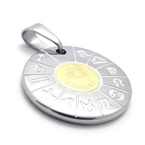 Womens Silver Gold Cancer Zodiac Stainless Steel Pendant Necklace 