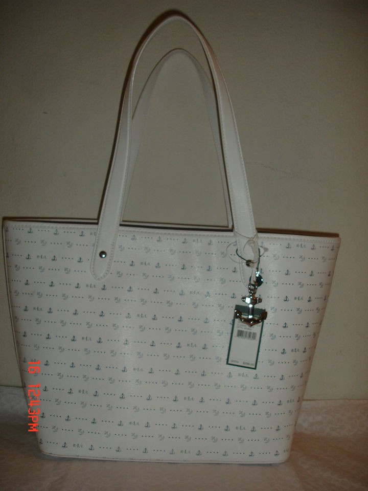 NWT Lauren by Ralph Lauren Newbury Nautica Classic Optic White Tote 