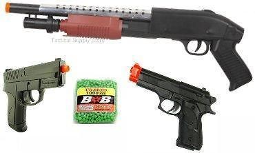   COMBO SPRING AIRSOFT SHOTGUN GUN PISTOL RIFLE BERETTA SNIPER W/ 1K BB