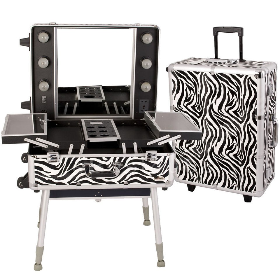 Sunrise Aluminum Makeup Station case with lights international outlet 