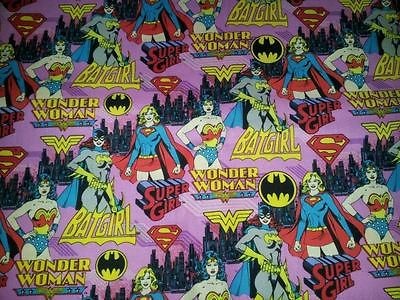 SUPER GIRL BAT GIRL WONDER WOMAN MOVIE FABRIC PINK LINED WINDOW 