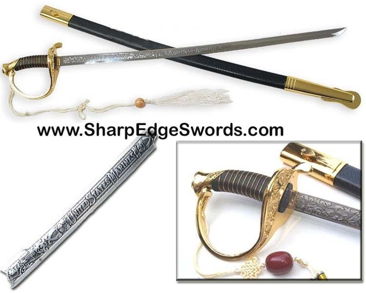 us marines nco sword w scabbard gold 