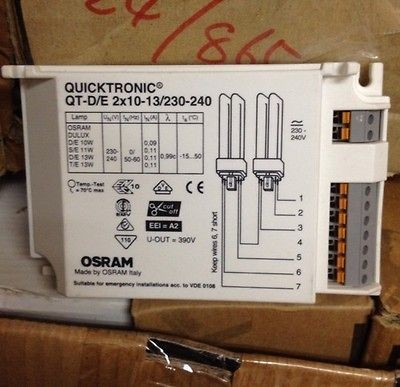 Osram Quicktronic QT D/E 2X10 13 230 240v Electronic Ballast Dulux CFL 