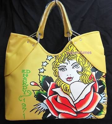 ED HARDY VERONICA YELLOW PURSE Big BAG NEW WITH TAG Popular