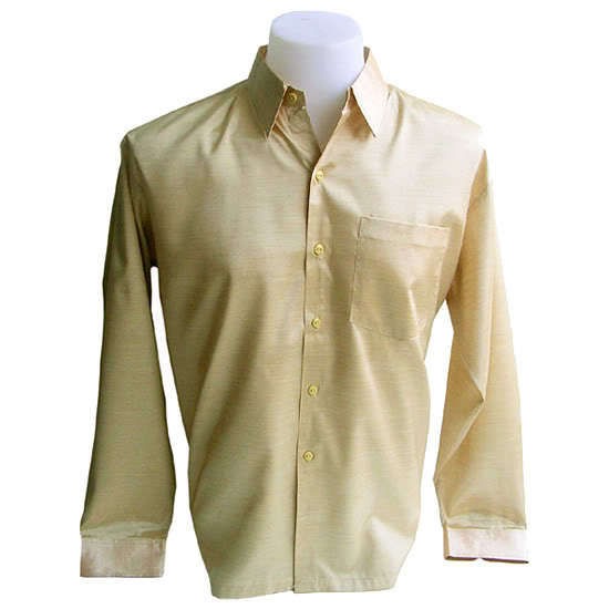 thai silk long sleeve mens cream dress shirt size xl