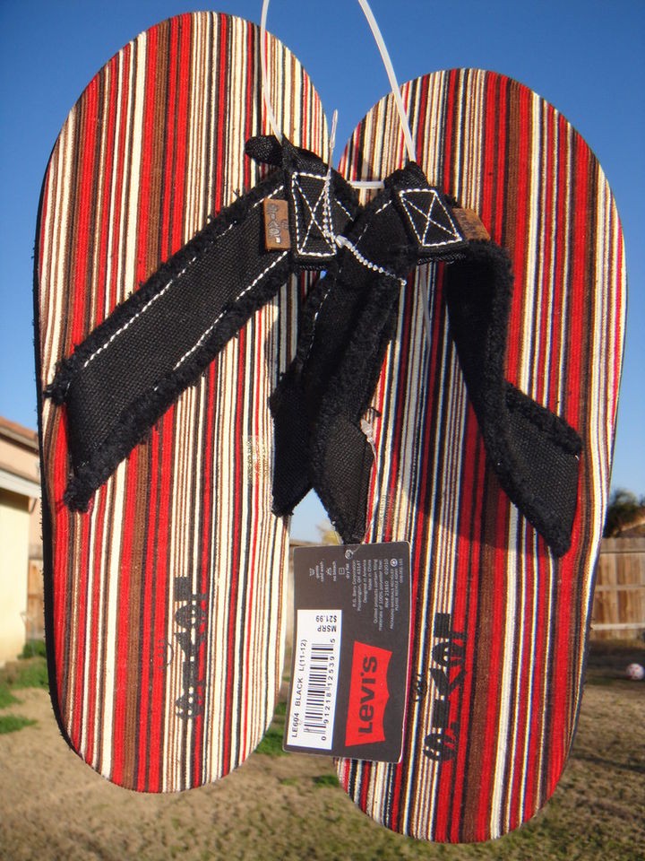   STRIPED CANVAS CLOTH SANDALS THONGS FLIP FLOPS 45 46 NEW 11 12 L