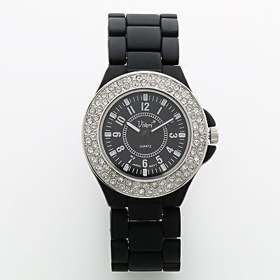 vivani silver tone simulated crystal watch k2050 