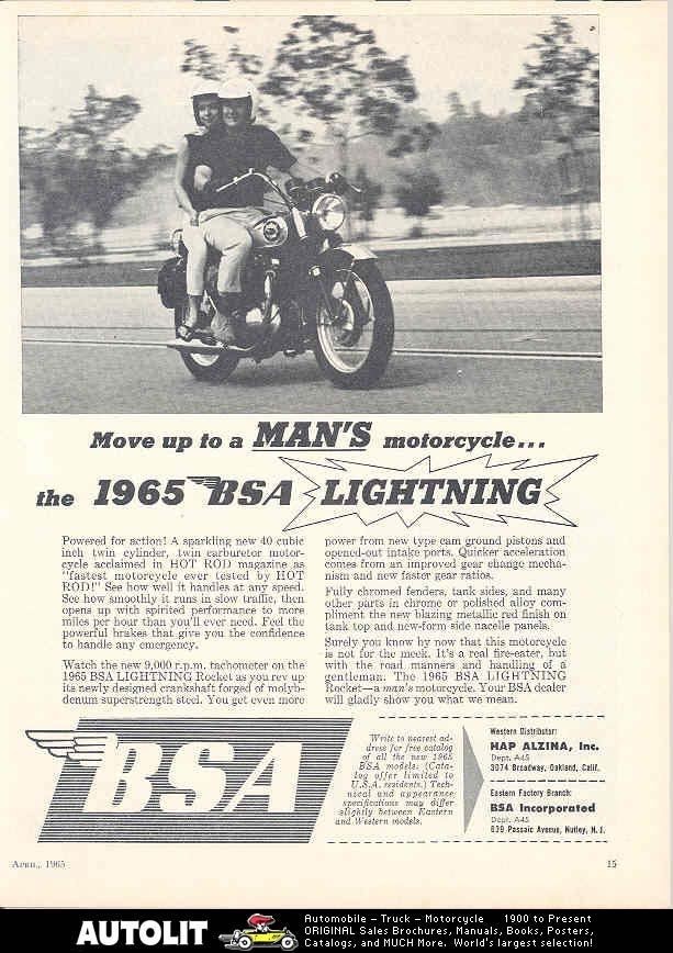   ad  3 99  1965 bsa thunderbolt motorcycle photo