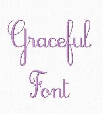 Graceful Machine Embroidery Font Alphabet Designs   3 Sizes