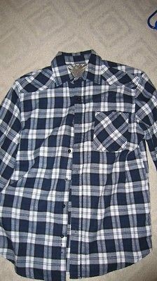 Blue Crown  Pac Sun Zumiez Navy White Plaid Button Up Shirt 