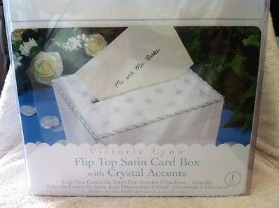 New Victoria Lynn Flip Top Satin Card Box with Crystsl Accents