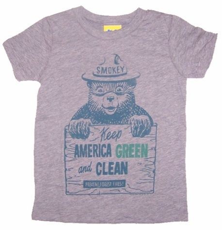   Junk Food Smokey The Bear Keep America Green Clean Girls T Shirt