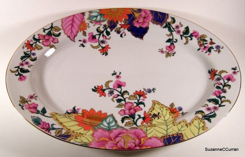 Vintage Horchow TOBACCO LEAF Oval Platter Chinese Export Reproduction