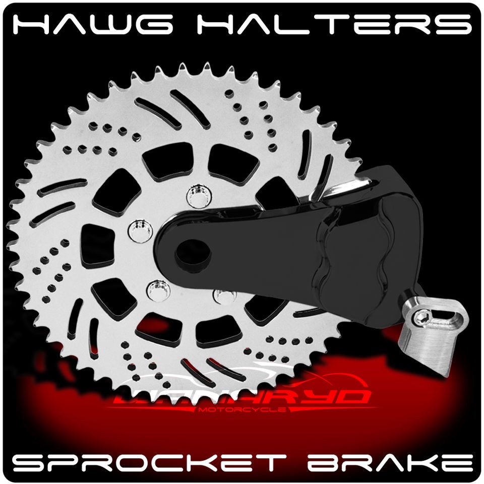 BLACK RIGHT SPROCKET BRAKE SPROTOR HHI HAWG HALTERS FOR CUSTOM CHOPPER 