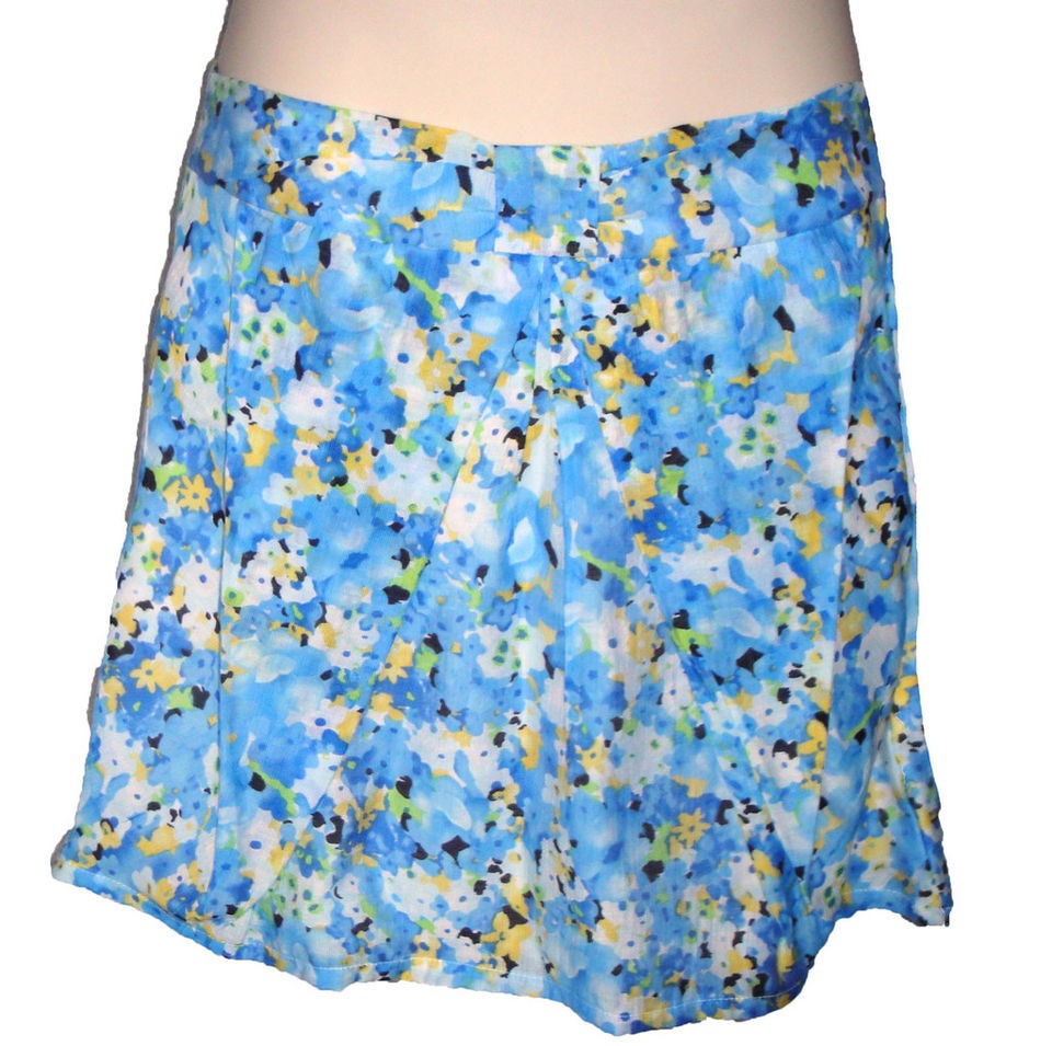 nwt lapis girl blue flower floral pleated skirt sz l