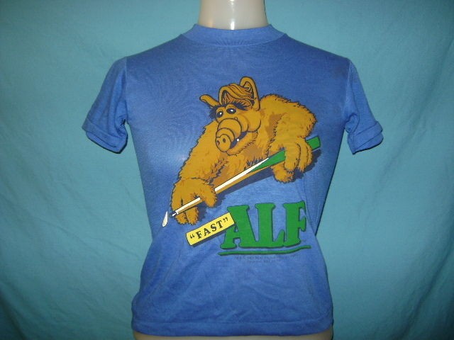 vtg new nos fast alf 80s tv show pool blue t shirt ym