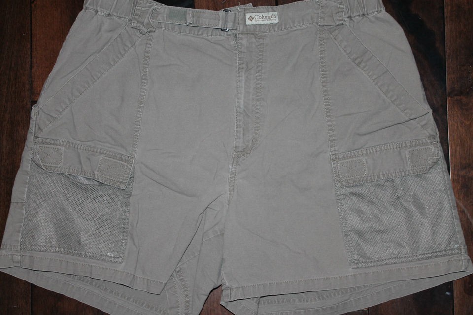 mens columbia pfg khaki green cargo shorts size xl