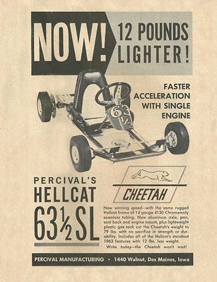 Vintage & Rare 1963 Percival Hellcat 63 1/2 SL Cheetah Go Kart Ad