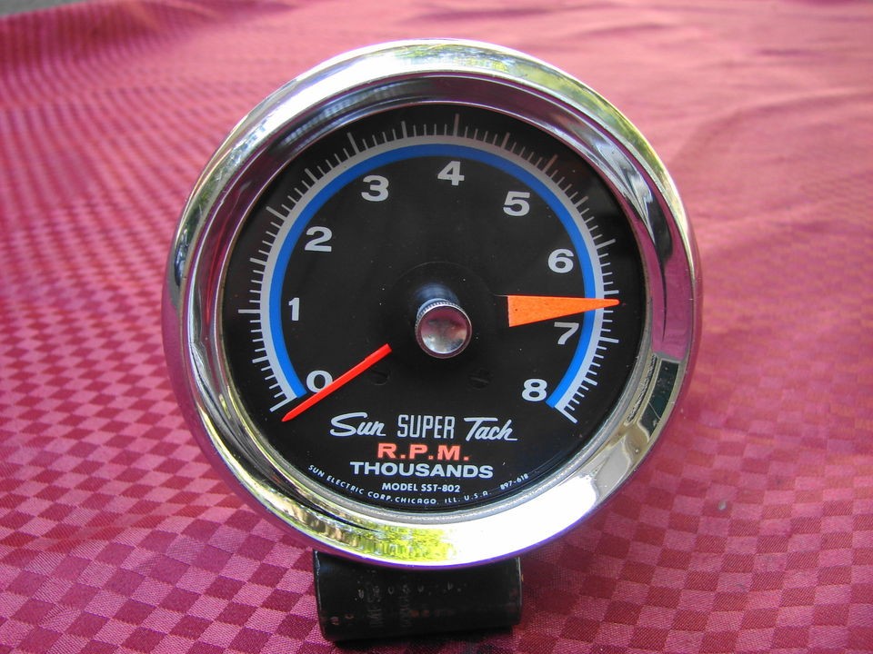 VINTAGE CHROME SUN SUPER TACH SST 802 MUSCLE CAR STREET ROD GASSER 