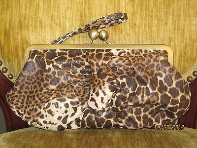 Jessica Simpson Brown Cheetah Print Faux Leather Kiss Lock Justine 