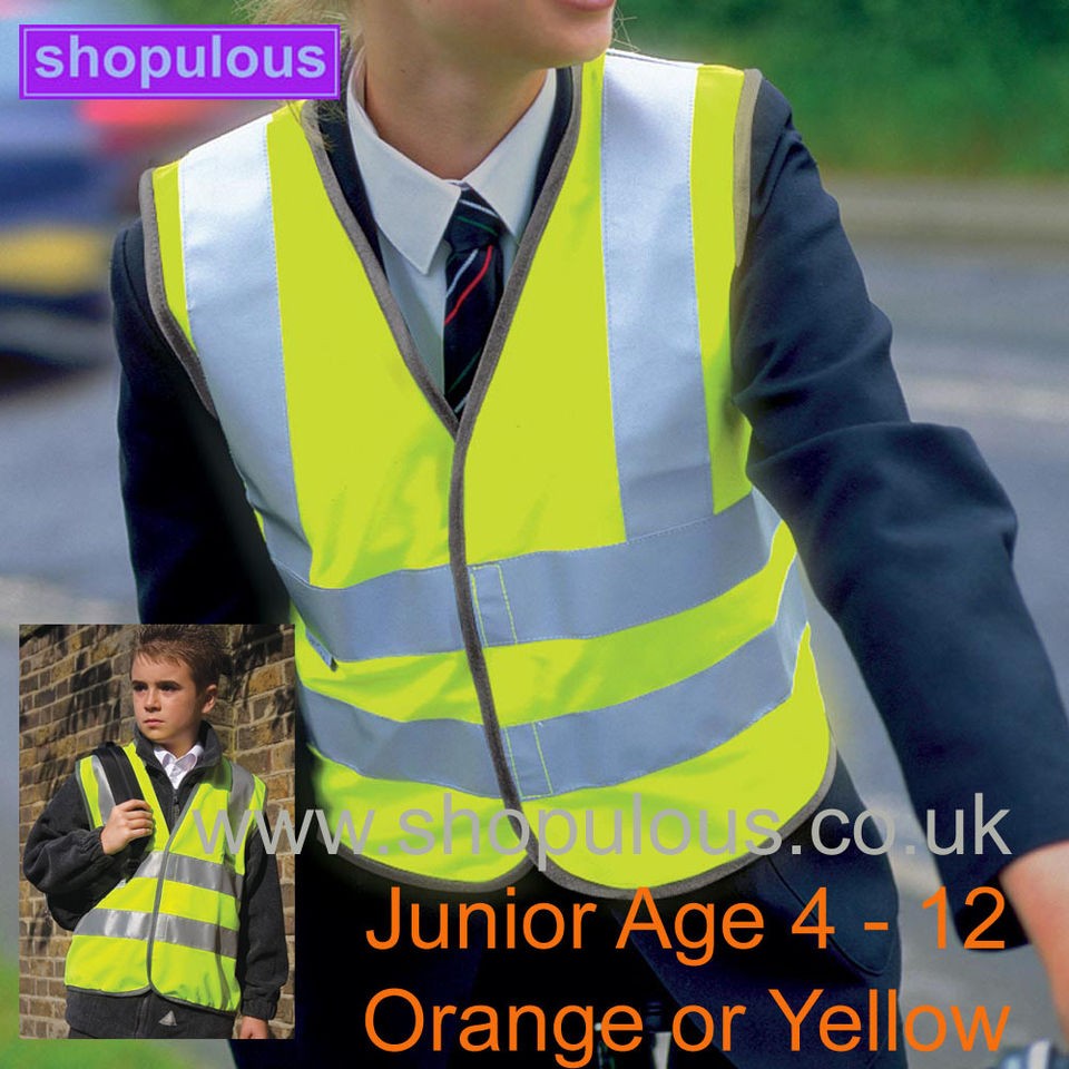 childrens hi viz vest fluorescent high cycling kids fast dispatch