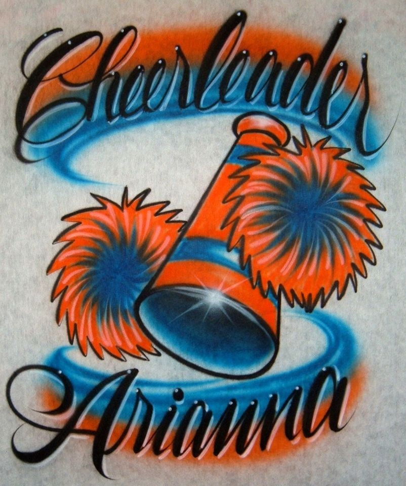 Airbrush Personalized T shirt Cheerleader Design With Name