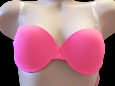 40C INVISIBLE BACK MULTI WAY bra CLEAR REMOVABLE straps Pink