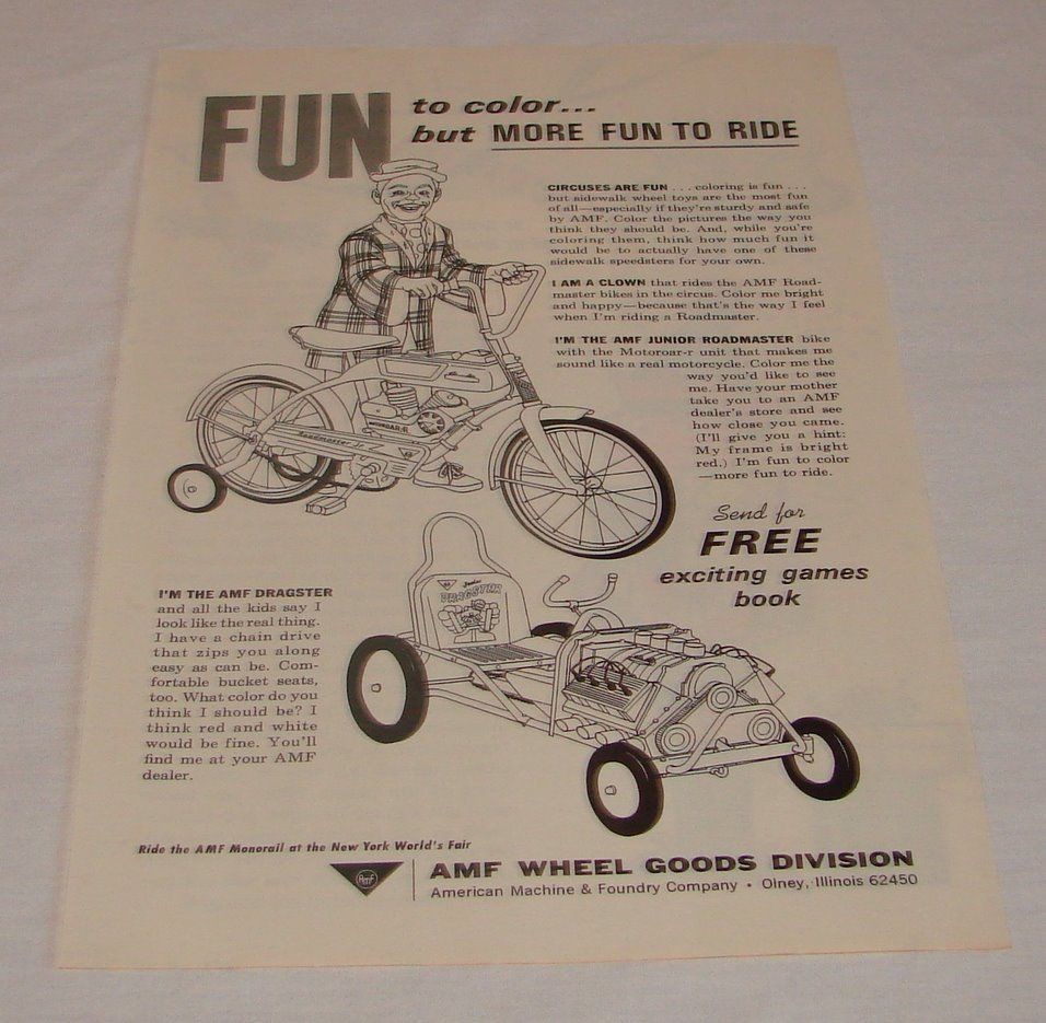1965 amf ad junior roadmaster bicycle dragster car time left