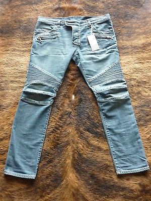 BALMAIN BLUE SLIM FIT BIKER JEANS BY CHRISTOPHE DECARNIN A/W 11 12 