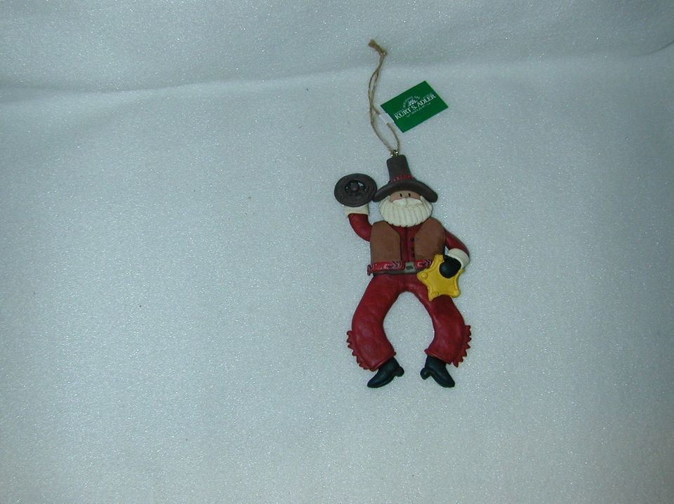 CHRISTMAS WESTERN SANTA IN RED/BROWN COWBOY SUIT CLAYDOUGH 