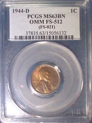   OMM * FS 512 ERROR * PCGS MS63 BN * LINCOLN Wheat Cent * RARE Only 34