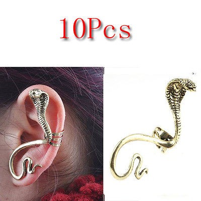   Punk Temptation Wrap Snake Bite Ear Cuff Clip Earrings Bronze B22