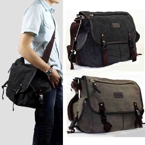 New Mens Canvas Casual GYM Shoulder Messenger Satchel Purse School 