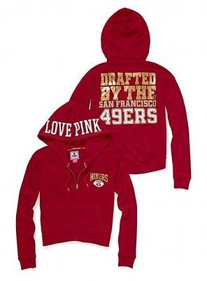 Victorias Secret PINK SF San Francisco 49ers BLING Slouchy Hoodie 