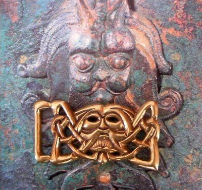 ONLY ONE LIKE IT BRONZE CELTIC KNOTWORK BEARDED DRUID BELT BUCKLE 