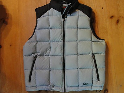 llbean goose down vest size xl nwot lt blue black