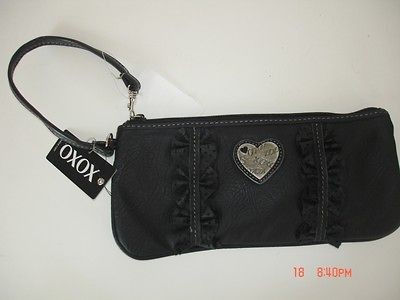 xoxo flair ruffled zipper wristlet black $ 42 time left